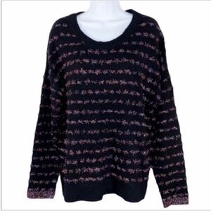 TRIBEKKA 44 striped tinsel sweater L black NEW